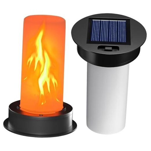 Solar Light Replacement Top with Flickering Flame, Waterproof Solar 2 Pack