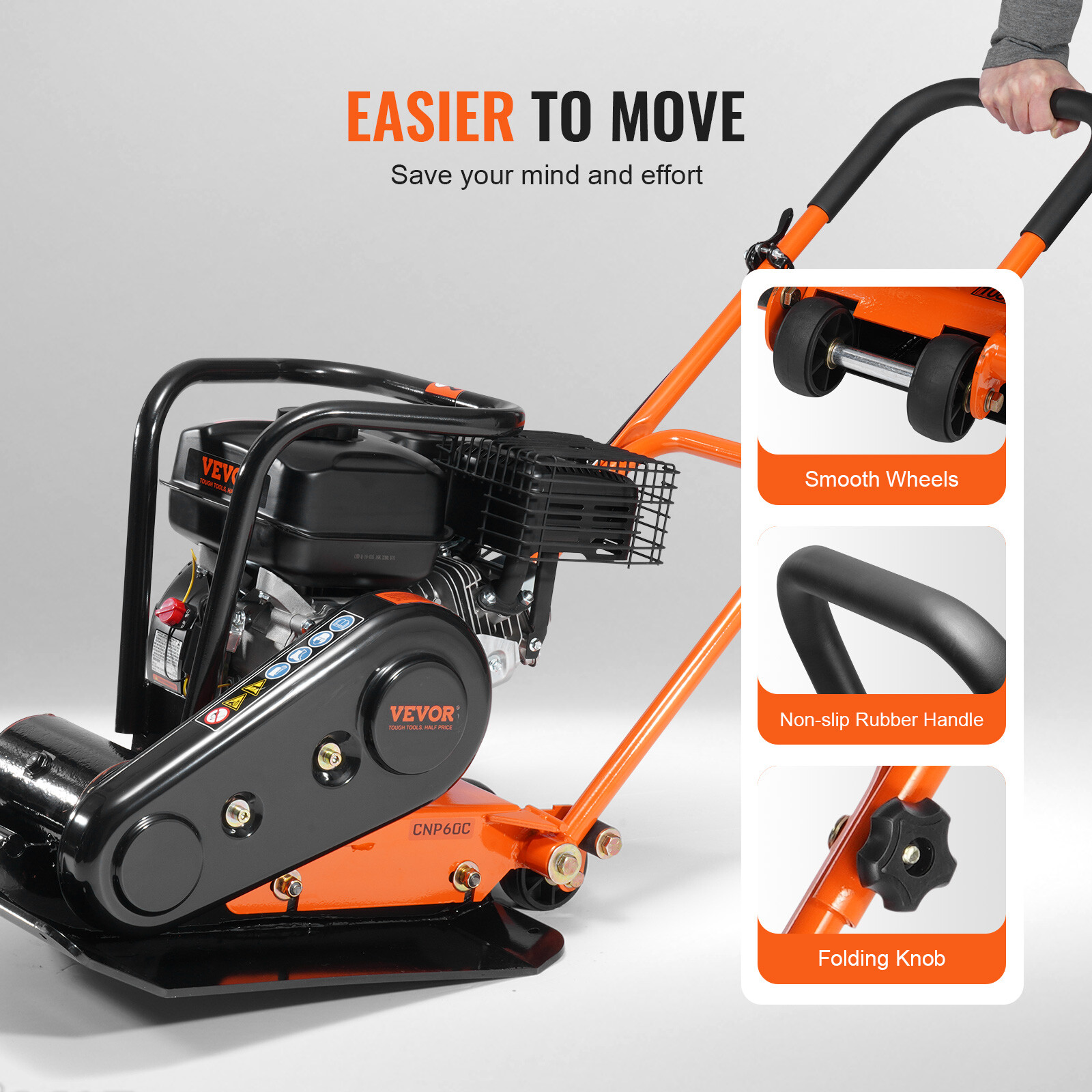 6.5HP Walk-Behind Vibratory Plate Compactor Rammer Plate Tamper 196cc EPA Engine