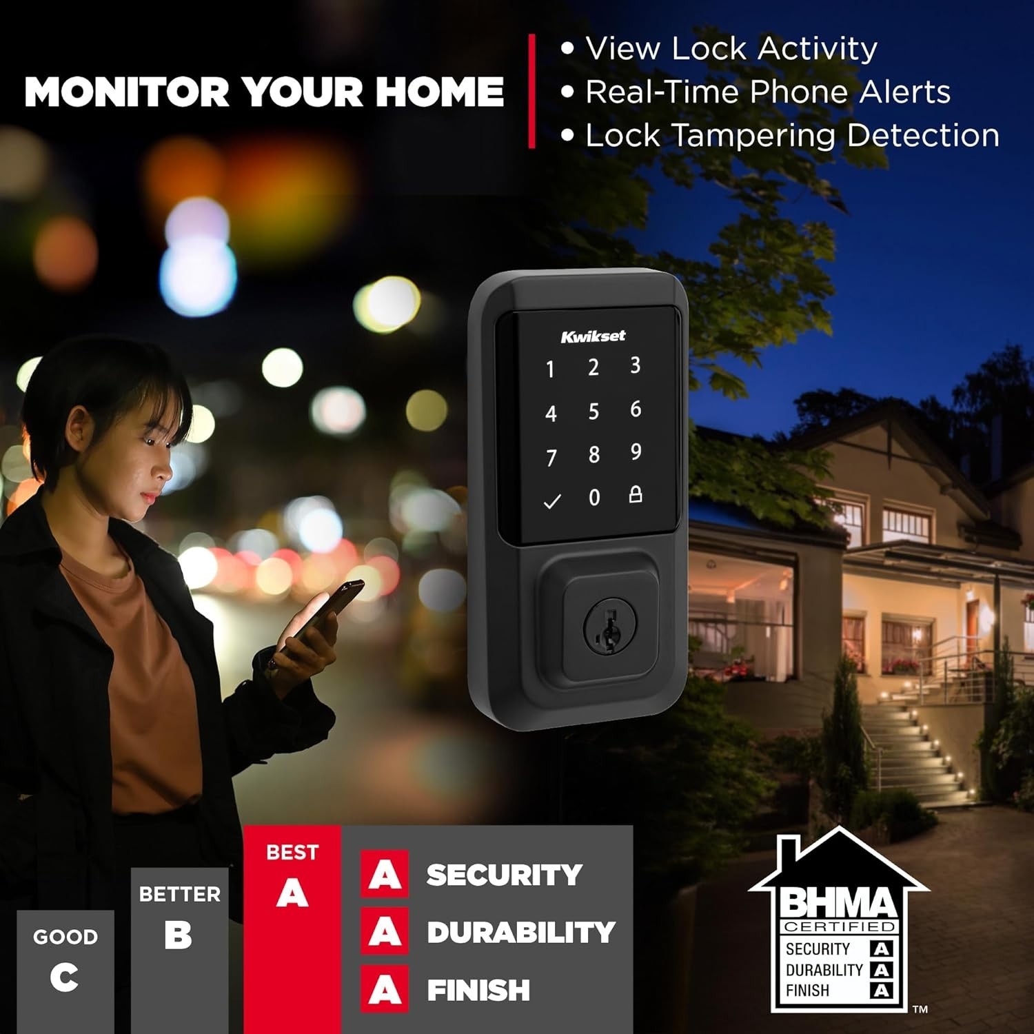 Kwikset Halo Wi-Fi Smart Lock, Keyless Entry Front Door Touchscreen Deadbolt, Ma