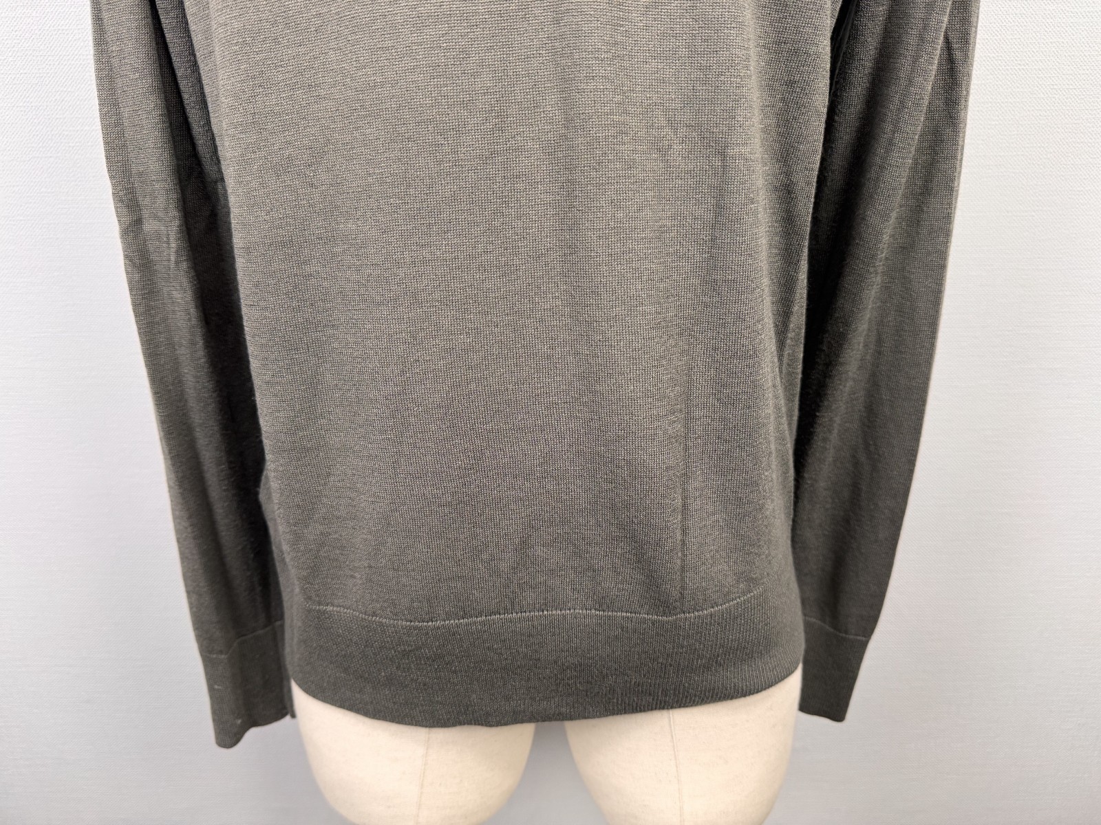 ALLSAINTS Green Long Sleeve Small Embroidered Logo Light Knit Sweater Sz L