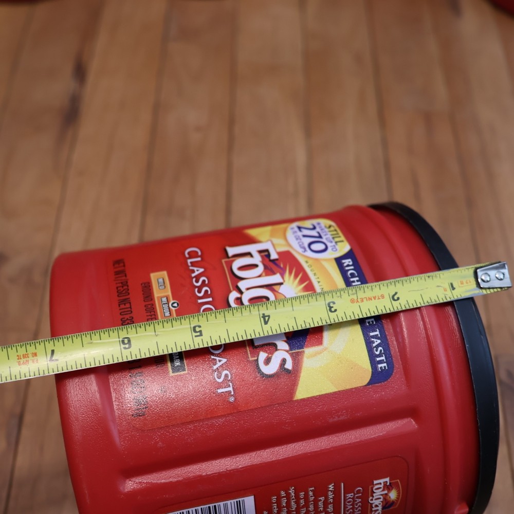 Great for Crafting 8 EMPTY Plastic Folgers Coffee Cans With Lids Clean