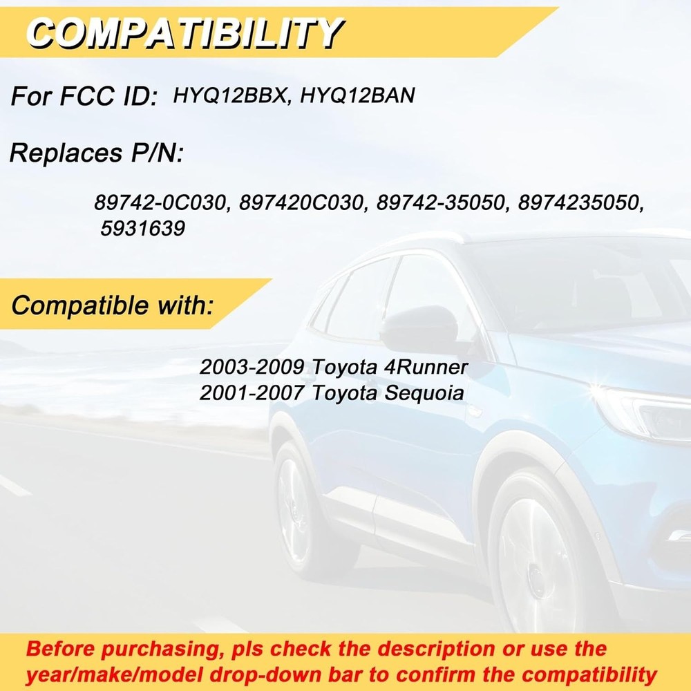 Replacement for 1999-2009 4Runner/ 2001-2007 Sequoia Car Keyless Entry Remote Co