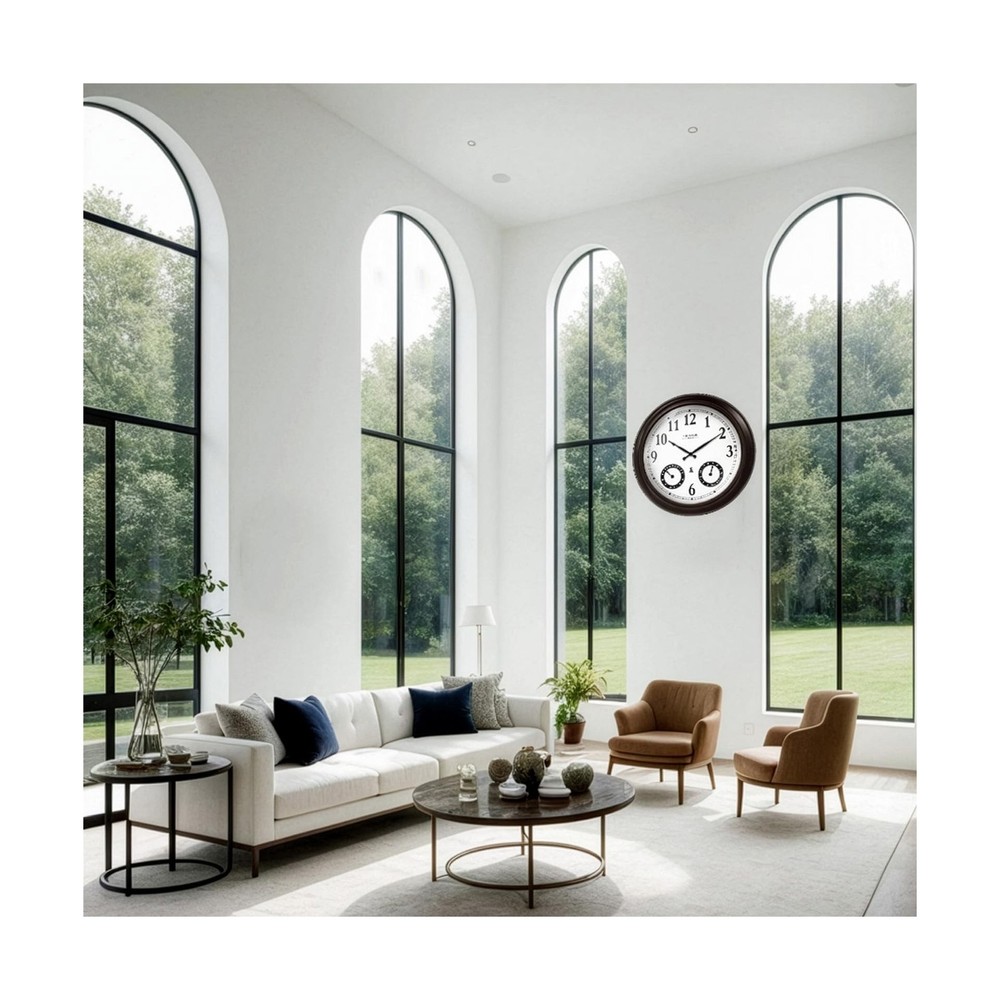 20" Evander Large Outdoor Atomic Wall Clock with Temperature & Humidity, Wate...
