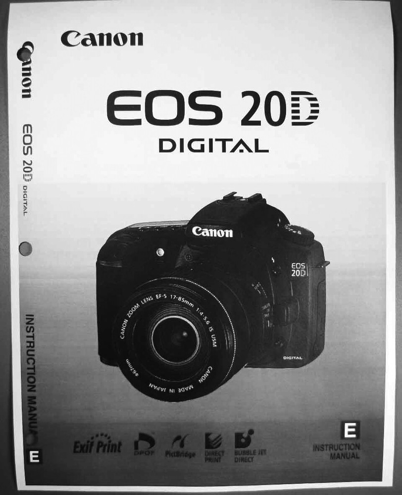 Canon EOS 20D Digital Camera User Instruction Guide  Manual