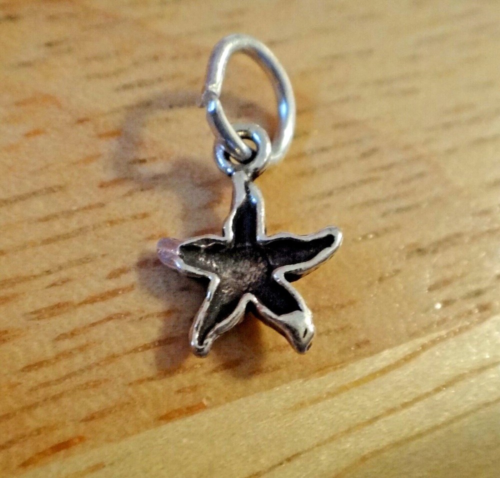 Sterling Silver Tiny 10x8mm Starfish Seashell Shell Charm