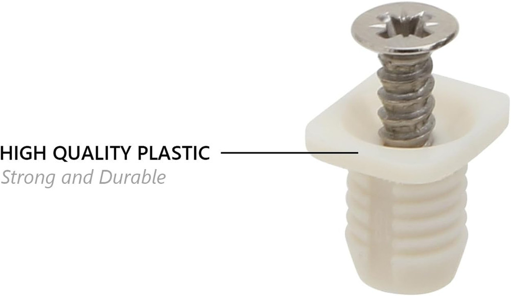 8mm Plastic Hinge Dowel Inserts with Screws, 50 Pcs