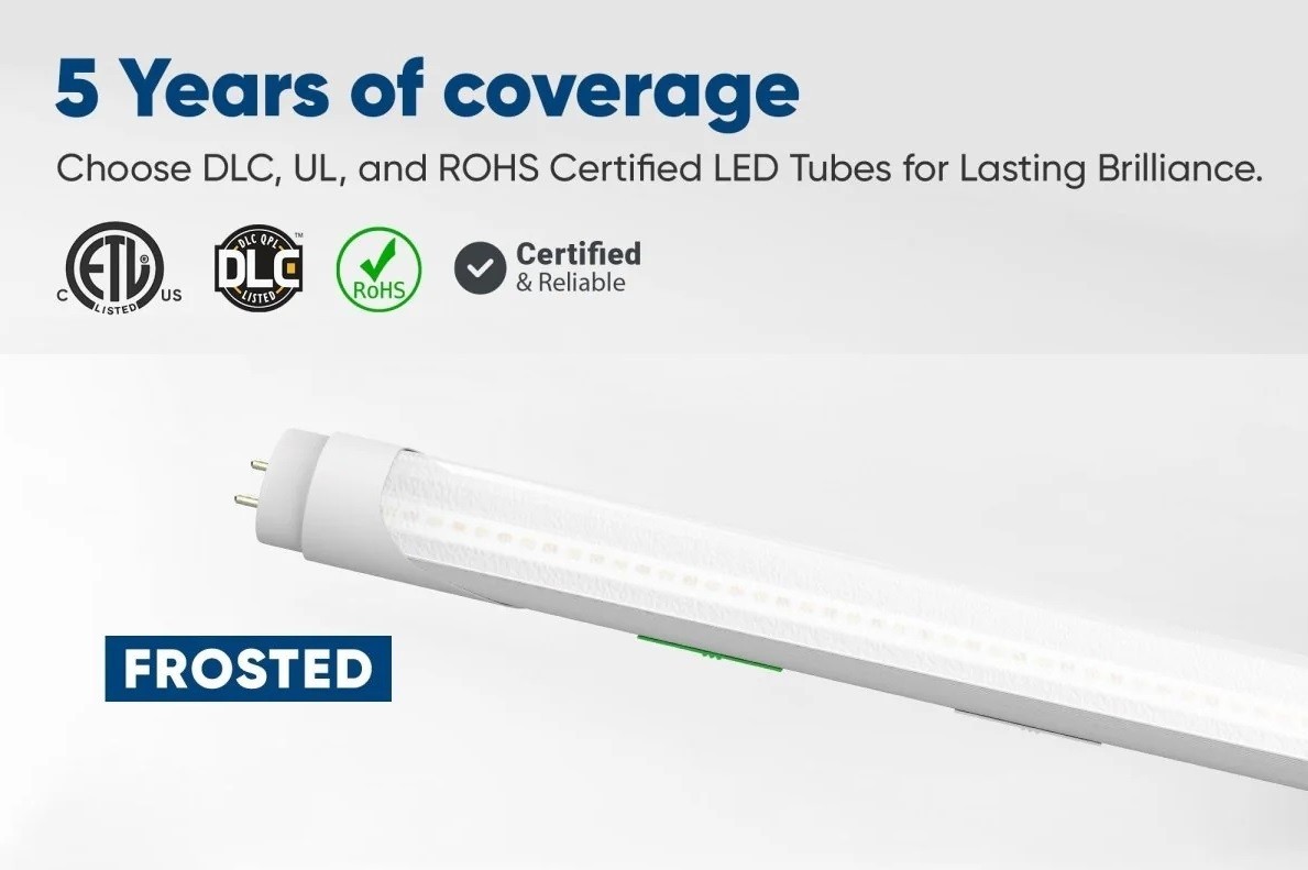 5 /100 Pack T8 48 Inch SHATTERPROOF LED Tube Light Bulbs 18W 4000k Frosted A+B
