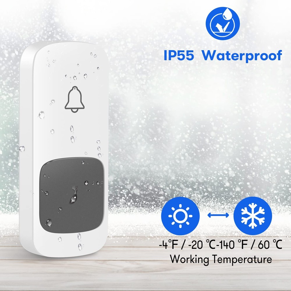 Wireless Doorbell, Remote Door Bell Ringer Wireless Long Range 1300FT with Fa...
