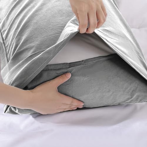3PCS Gray Comforter Set Soft and Breathable Microfiber Full Solid Grey