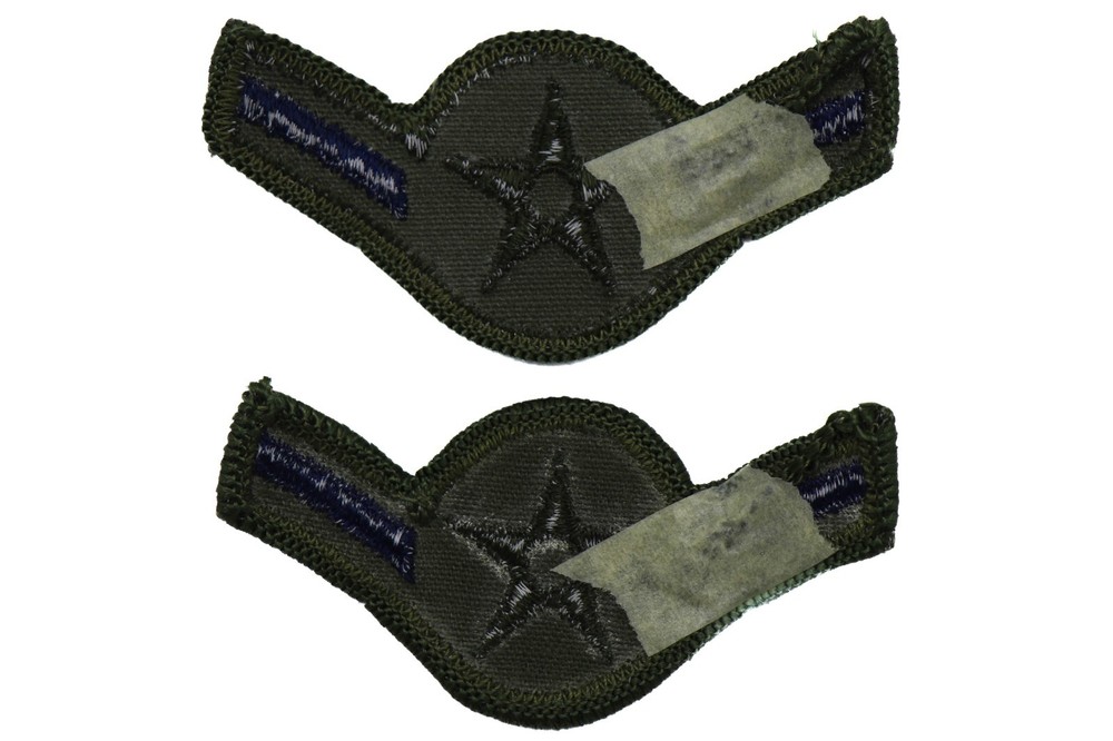 2 US Air Force Airman Subdued Rank Chevron Patch E-2 USAF Green Stripe Uniform