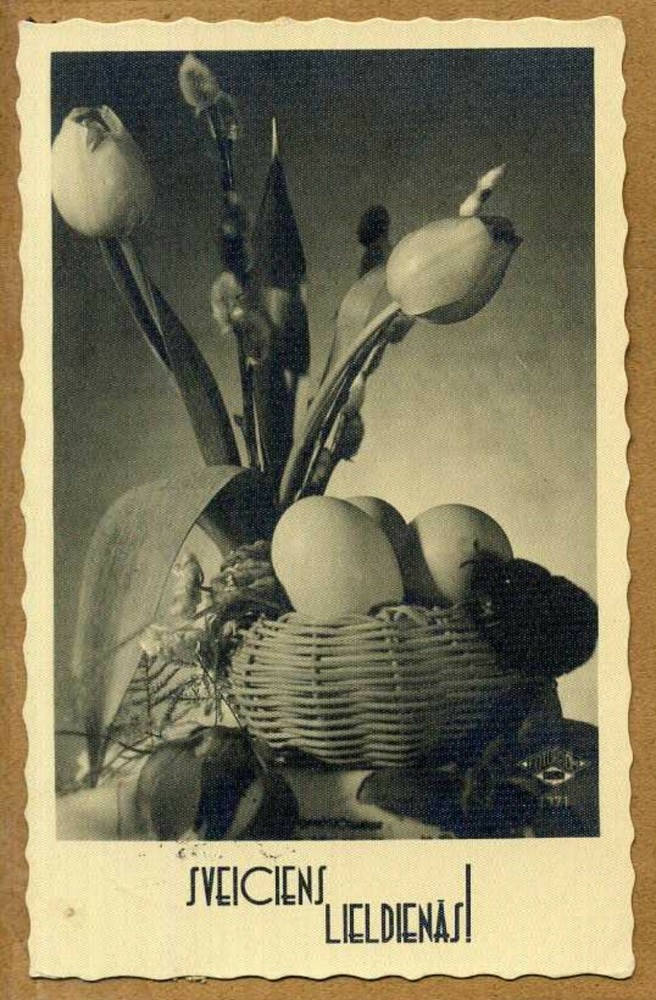Latvia 1937 Easter Postcard w/Riga 'G' Cancel