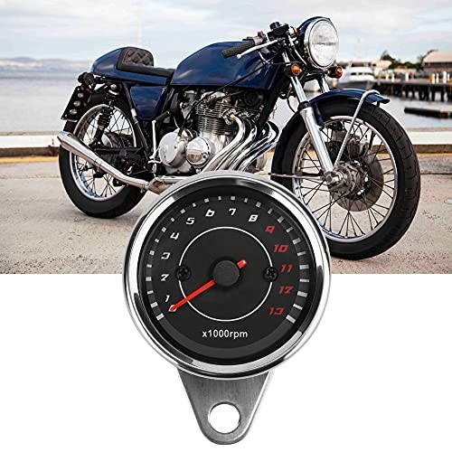 Motorcycle Tachometer, Tachometer Gauge Silver Shell Black Surface