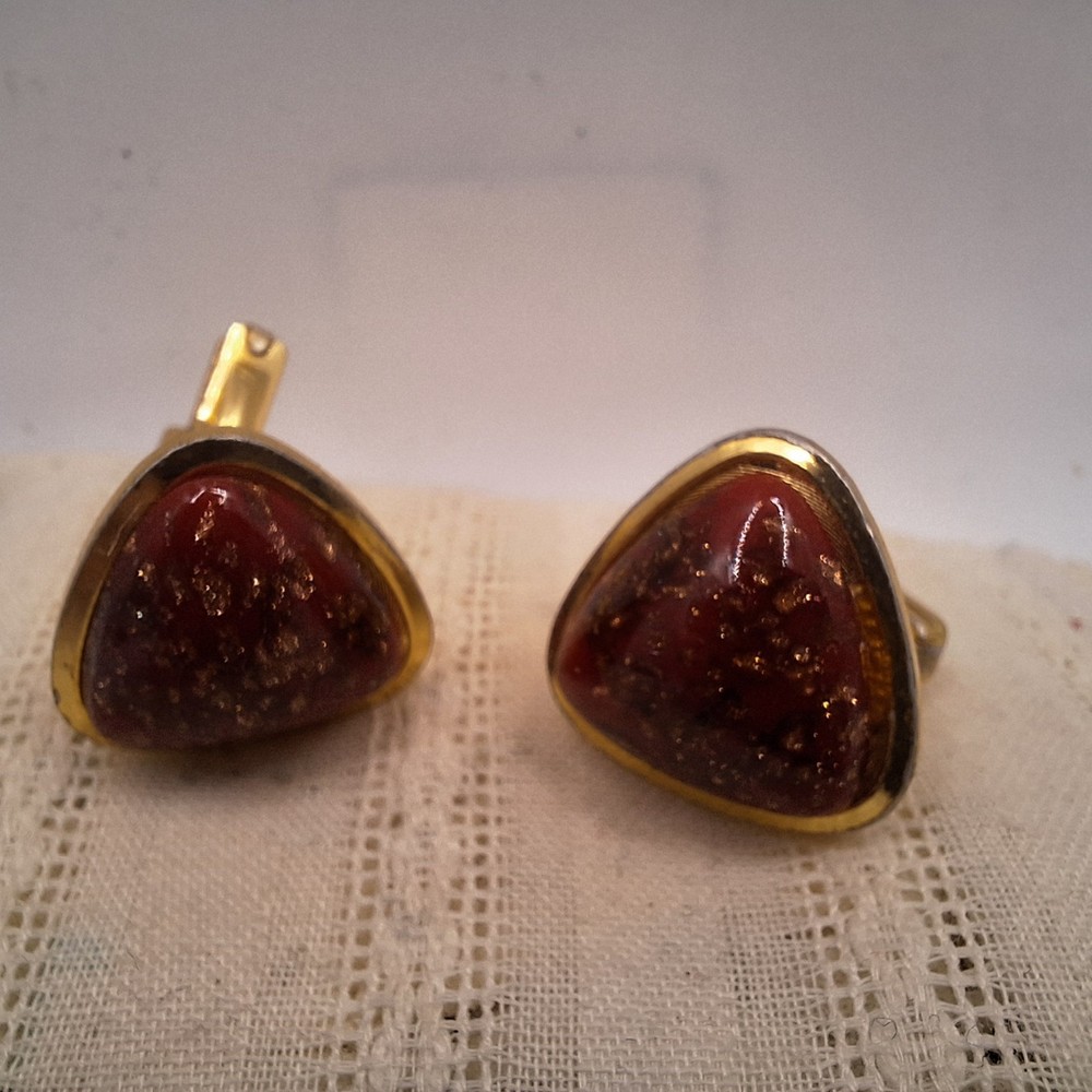 Goldtone Red Cufflinks