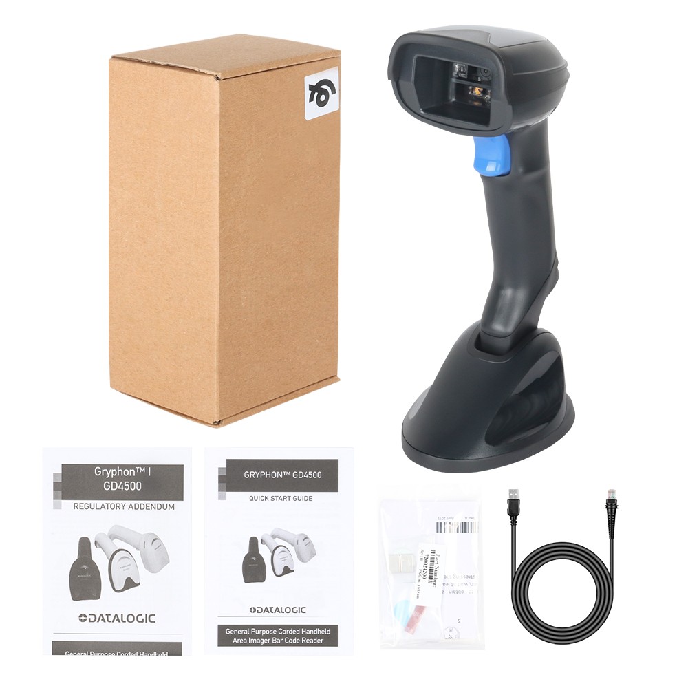 Datalogic Gryphon GD4590-BK-B 1D 2D Barcode Scanner Reader W/ USB Cable+Base US
