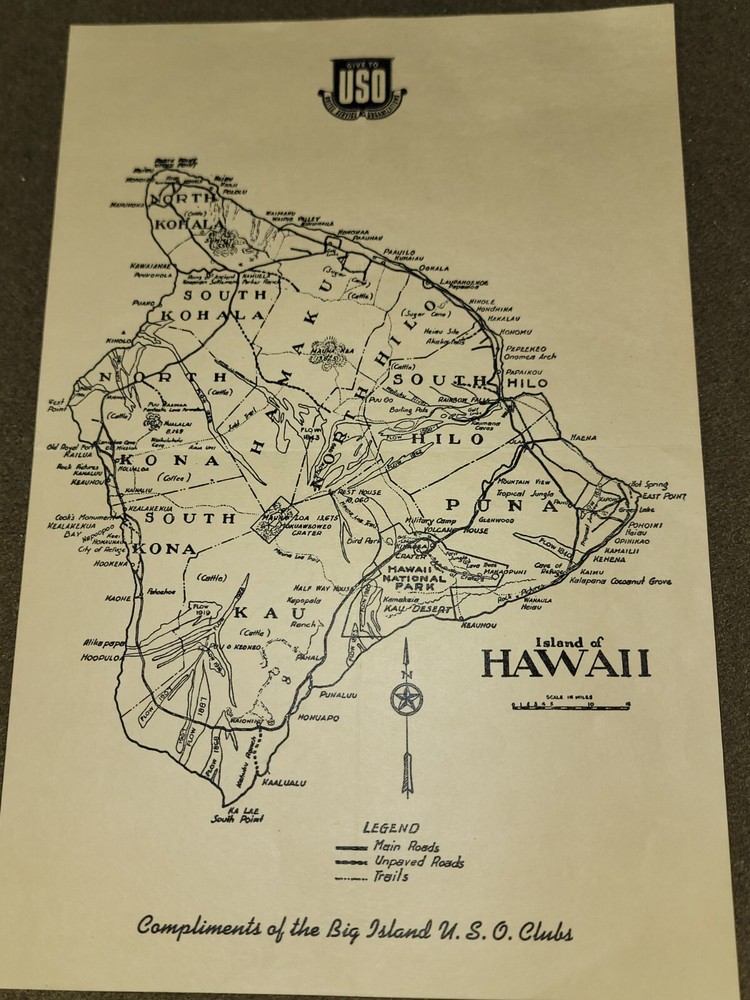 WWII USO Map of Hawaii