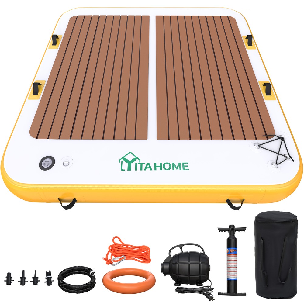 TAUS 6"Thick Inflatable Floating Dock Platform PVC Island Rafting Platform+Pumps