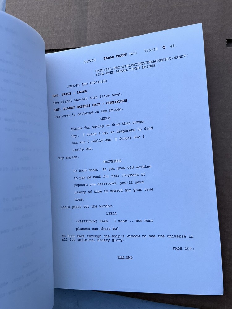 1999 Futurama TV Show Table Draft Script A Bicyclops Built for Two Season 2 E9
