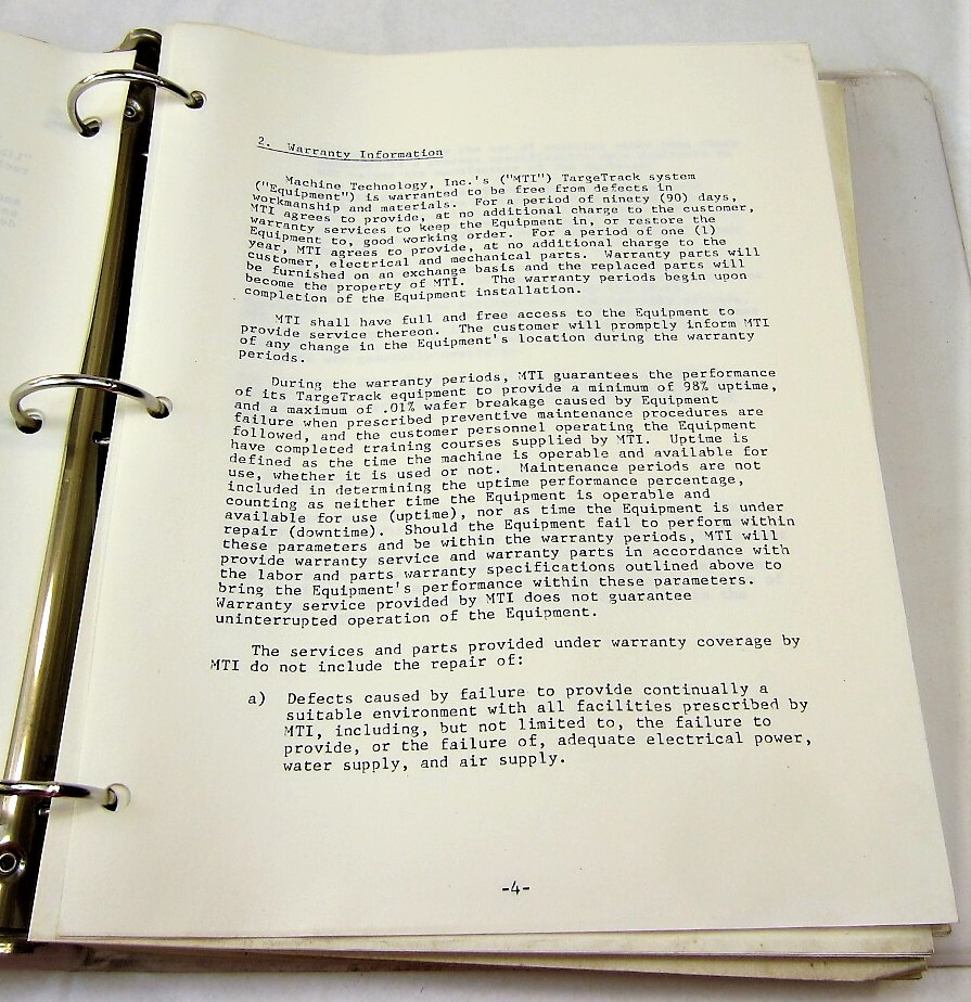 TargeTrack Wafer Processing System User's Guide 1987 Edition MTI