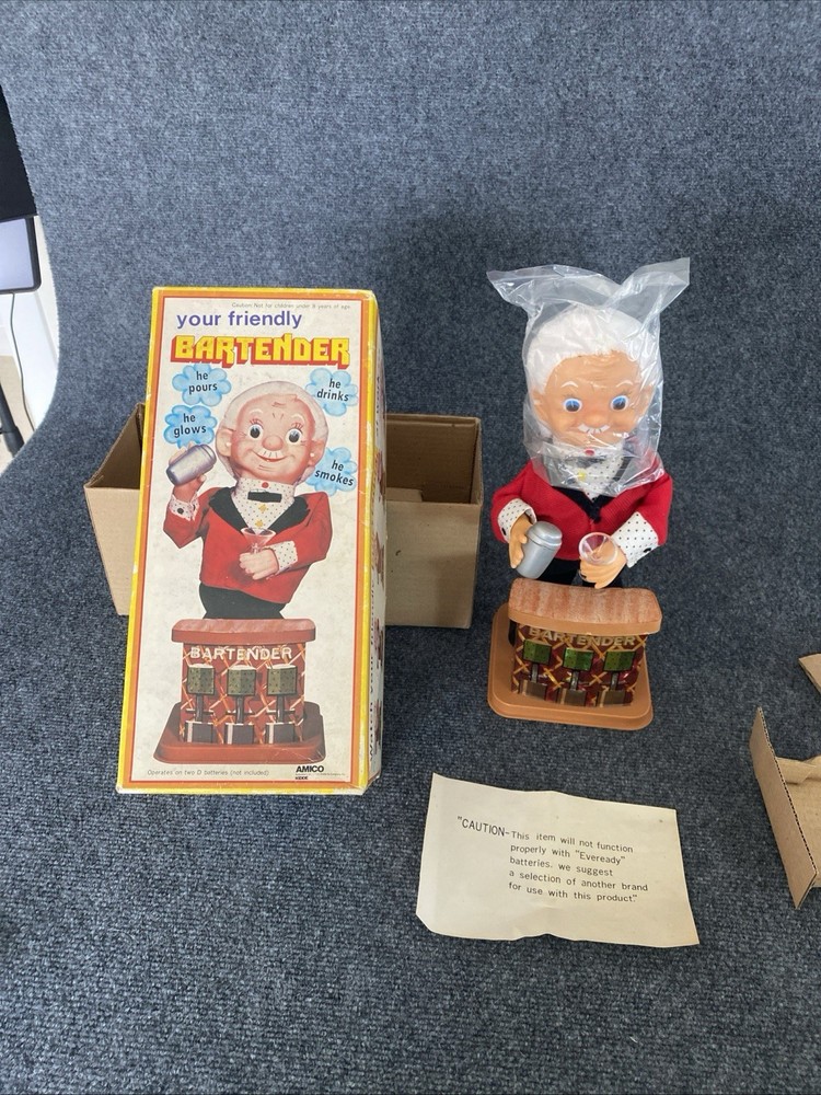 VTG 1979 Amico Your Friendly Bartender Battery Operated W/ BOX - Tested Working
