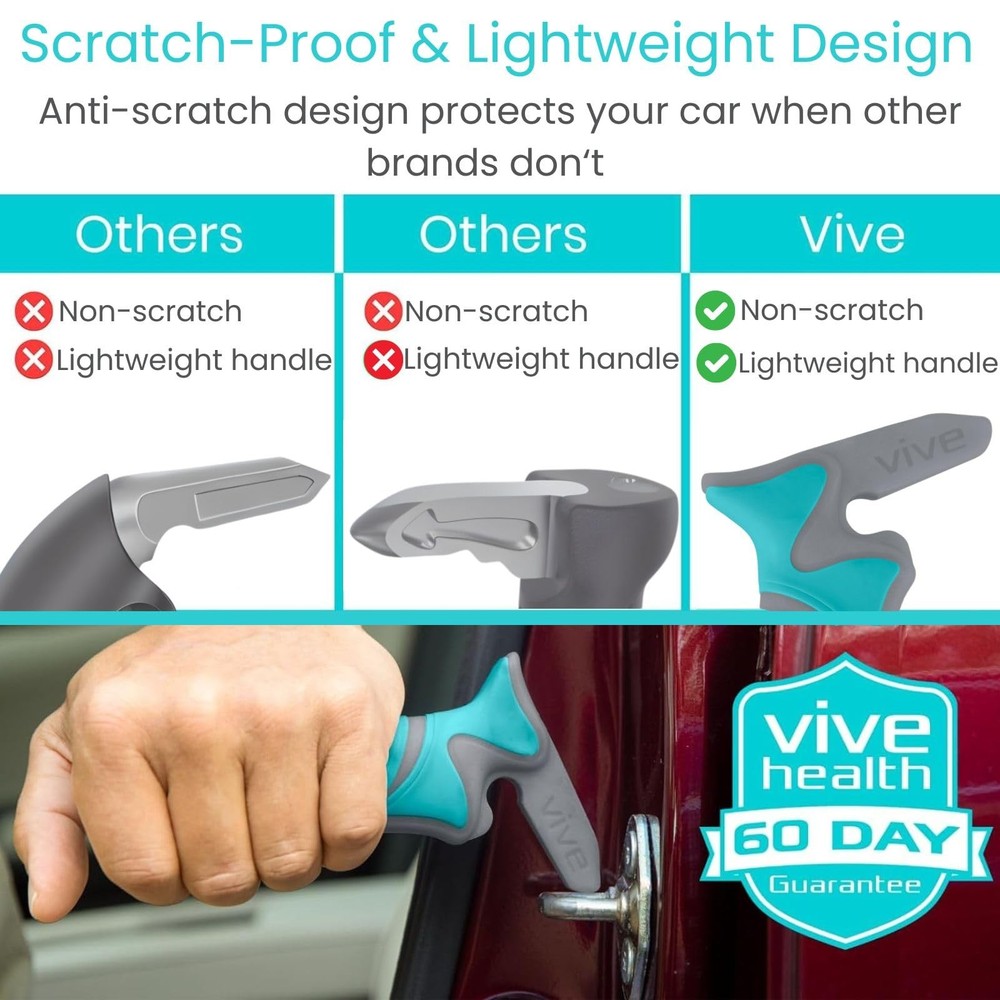 Vive Car Handle Assist for Elderly - Scratch Proof Latch - Auto Grab Single