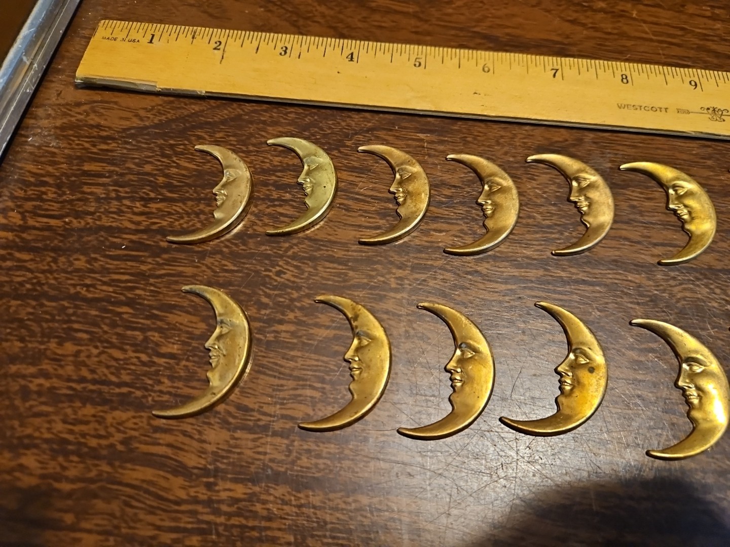 Lot Of 20 Half Moons France Vintage 60s Brass Stampings Findings Jewelry