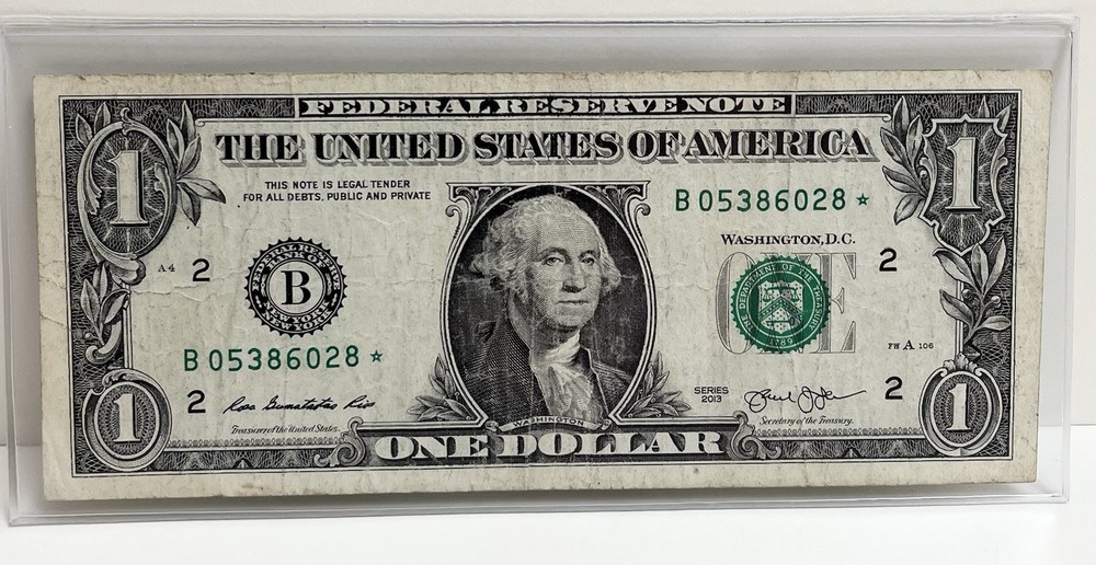 $1 2013 B Duplicate FW Star Note B05386028