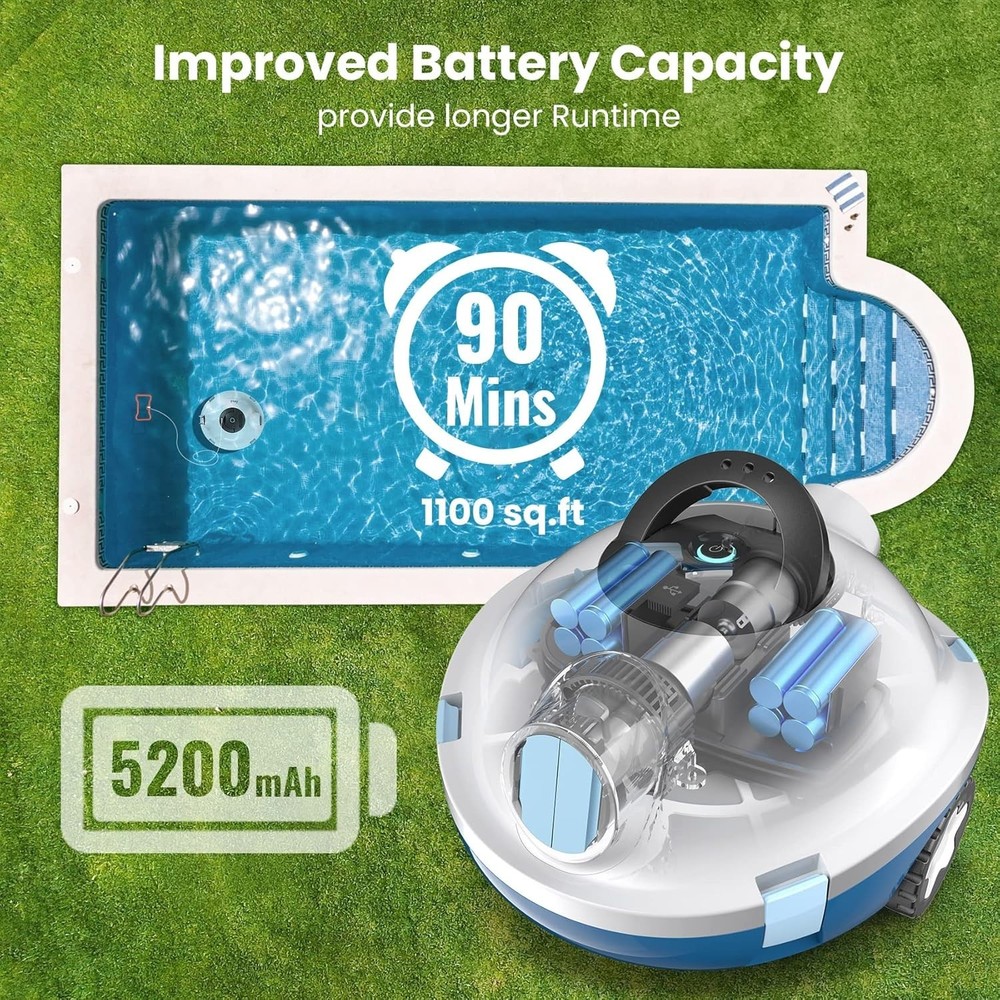 Y10 Cordless Robotic Pool Cleaner, Automatic Pool Vacuum - 90 Mins Runtime