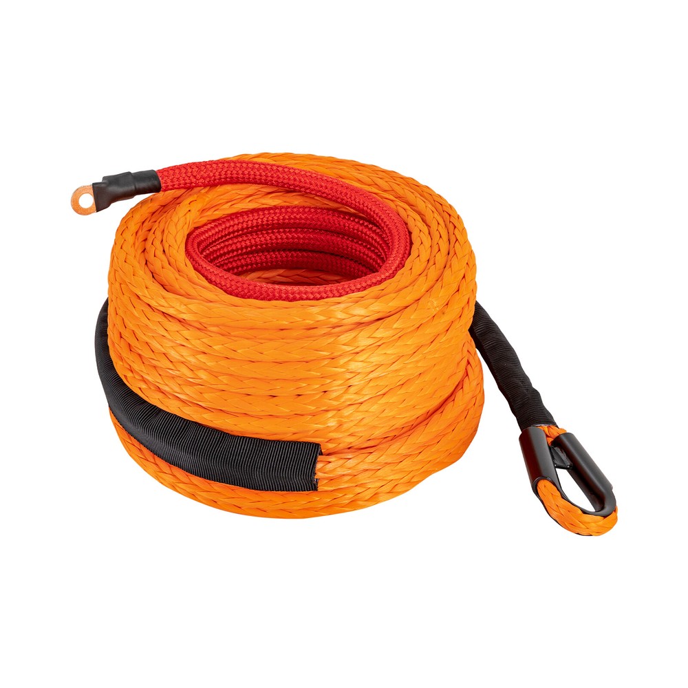 3/8" 100FT Synthetic Winch Rope – 23809 lbs Strength with Hook & Guide