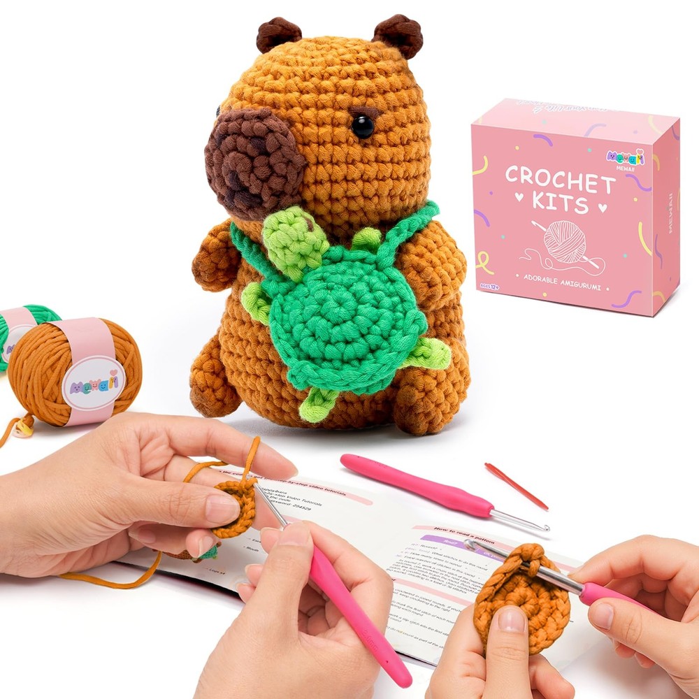 Crochet Kit for Beginners Level 1 with 40% Extra Eco-Friendly Pre-Started Eas...