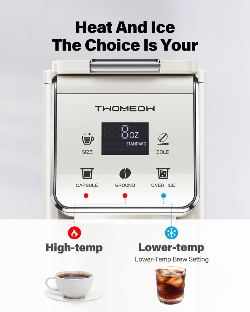 TWOMEOW Coffee Maker Hot & Iced With Bold Setting,Single Serve Coffee Maker For