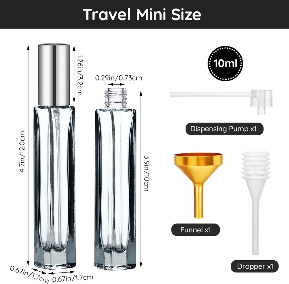 5 Pack 10ML Glass Perfume Bottles, Empty Atomizer Spray Bottles for Travel