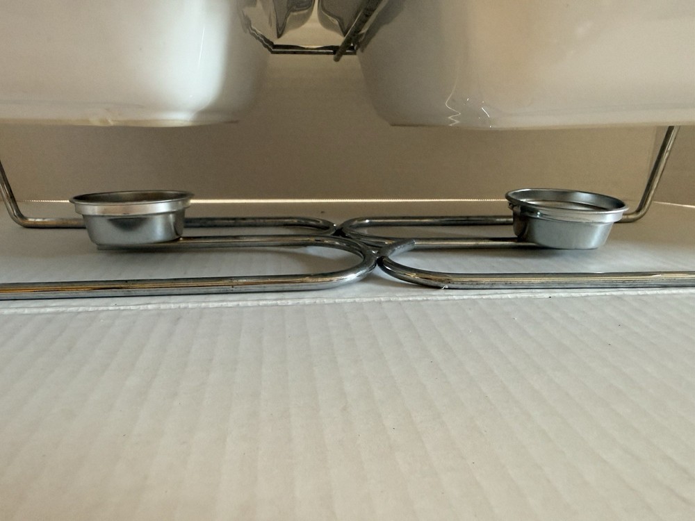 Philippe Richard Double Chafing Dish Set White Ceramic Bake & Serve w Rack