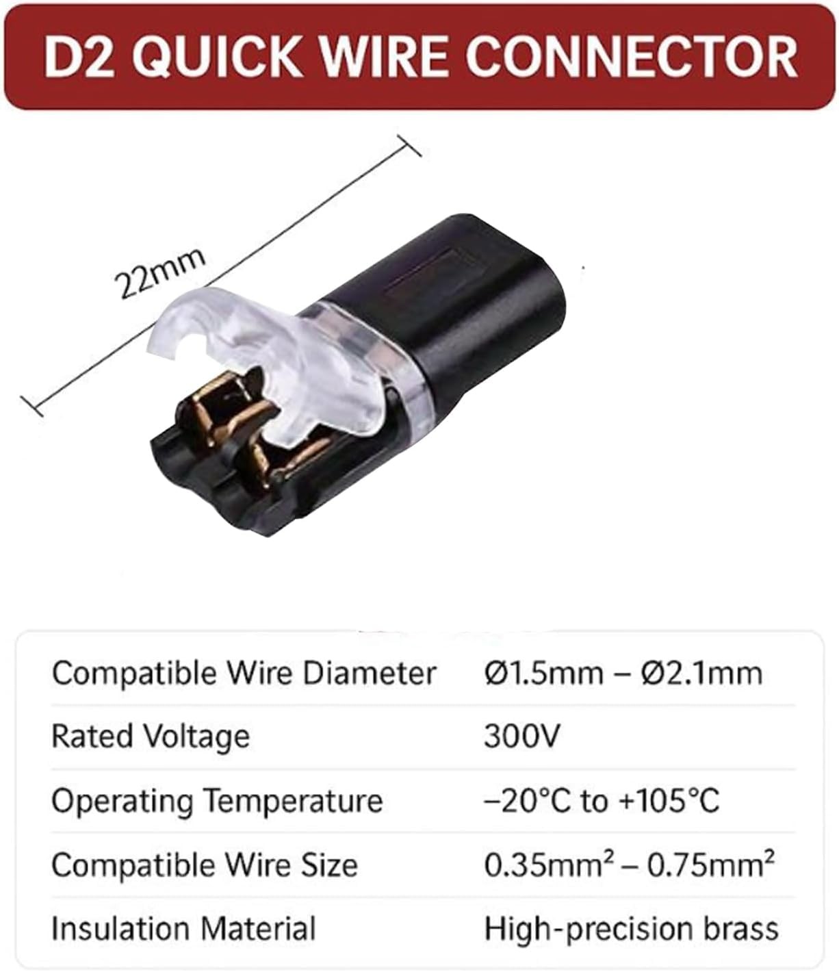 50pcs Double-Wire Plug-in Connector with Locking Buckle, Quick-Clip Fasteners