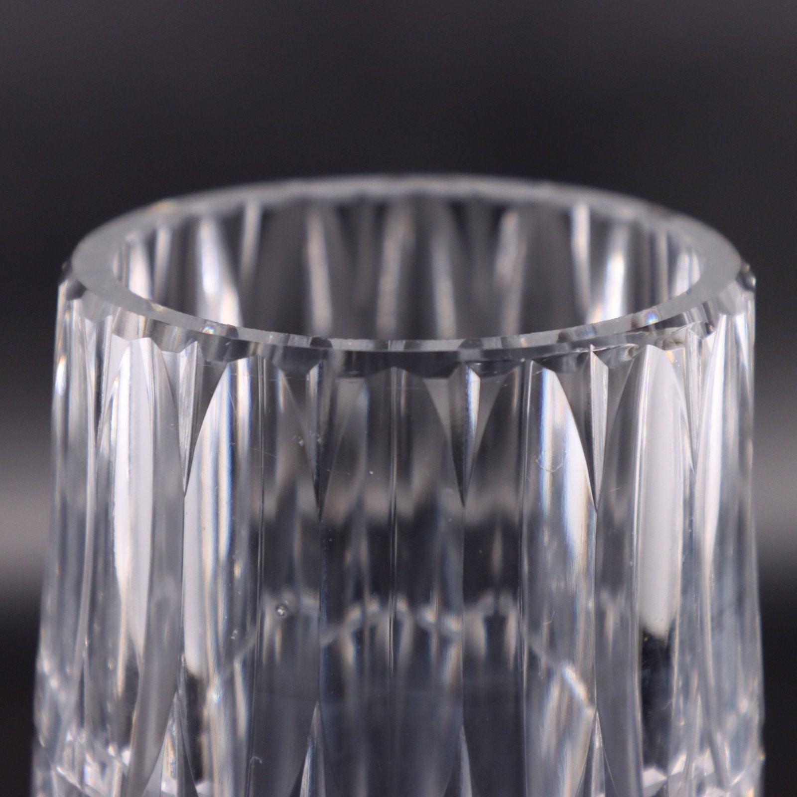 Art Deco Heavy Faceted Cut Crystal Flower Vase 8" Vintage