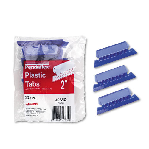 Pendaflex Hanging Folder Tabs, 2", Clear Violet, 25 Tabs and Inserts per Pack (4