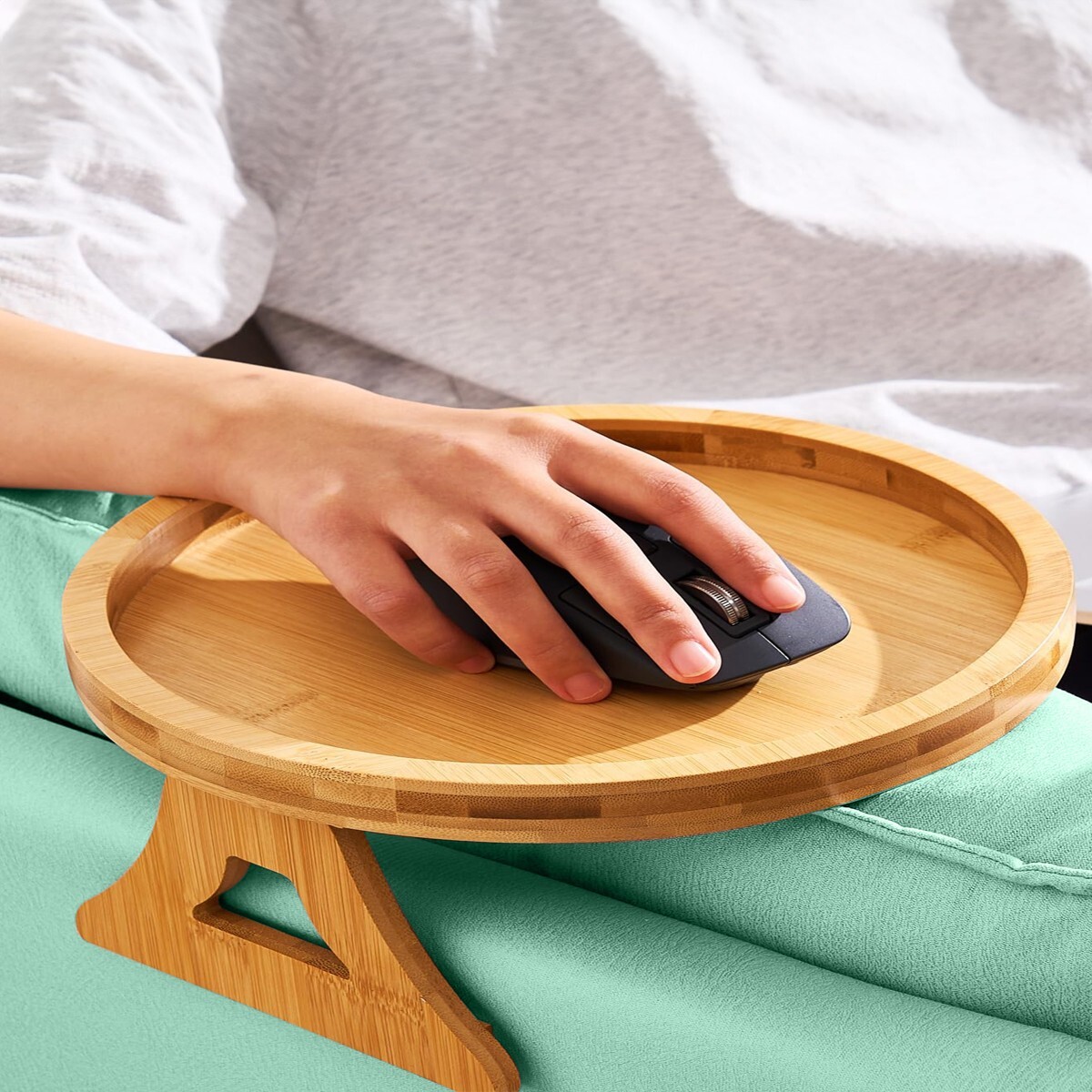 Wooden Sofa Armrest Tray Table Clip Holder Round Sofa Couch Arm Holder Organizer