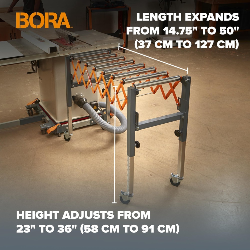 Bora Adjustable Conveyor Rollers Stand Expandable 14 to 50 Inch