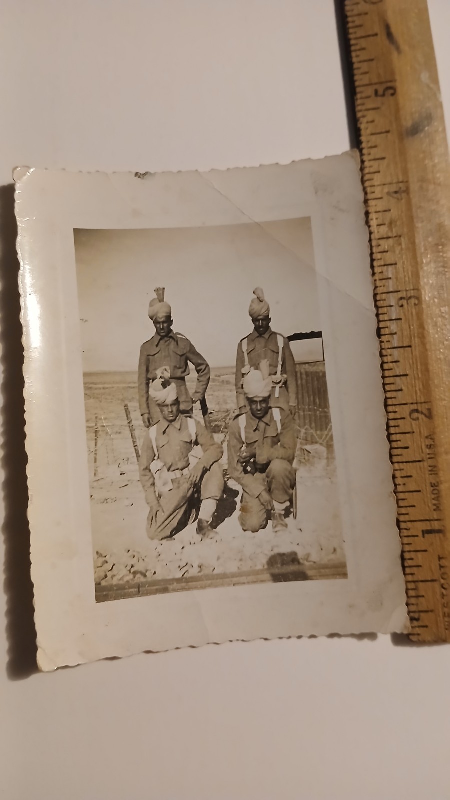 WWI Era Photo British Indian Army Sikh Soldiers Group Military Allies Photograph