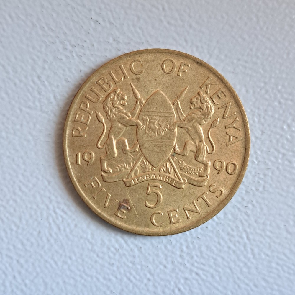 1990 Kenya 5 Cent Coin (Very Nice)