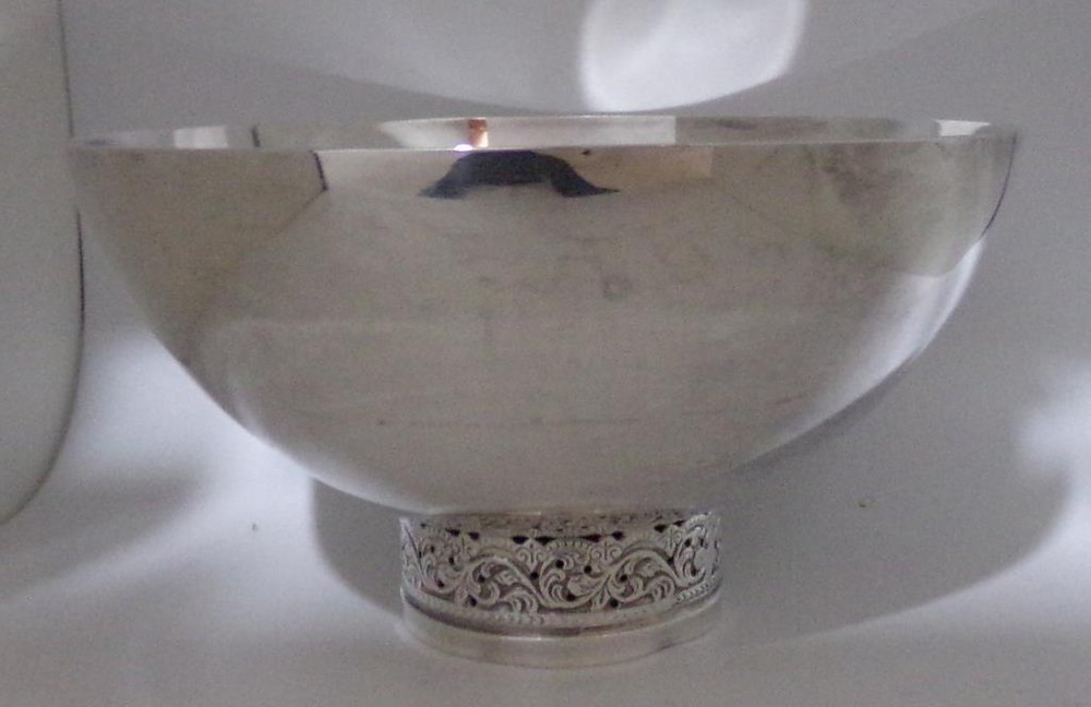 Danish Mid Century Modern Silverplate Bowl Pierced