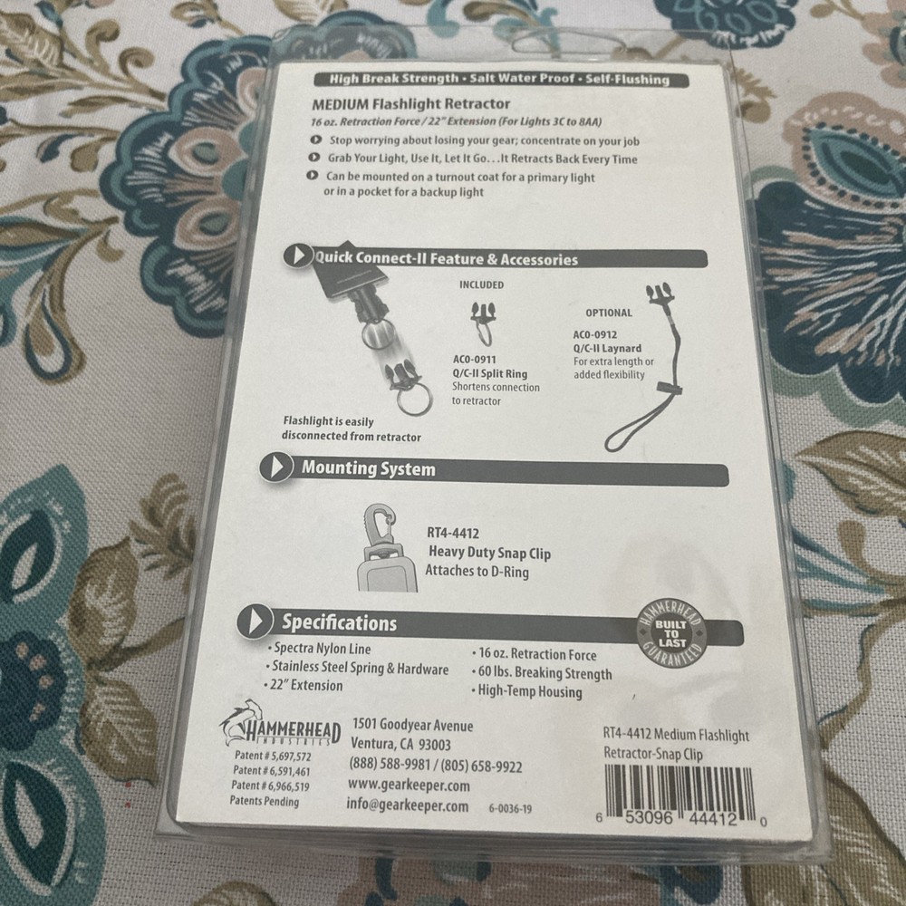 Gear Keeper Medium Fire Rescue Flashlight Retractor 3C-8AA