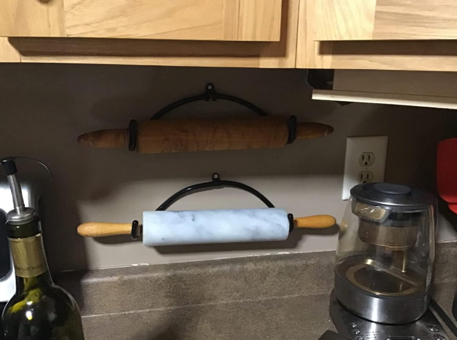 4 Pack Rolling Pin Holder Wall Mount Rack Kitchen Storage Organizer Hooks