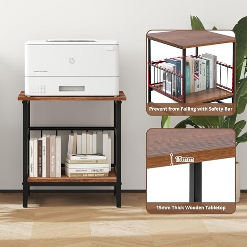 Industrial Night Stand8” Square Side Table with Open Storage 1 Rustic Brown