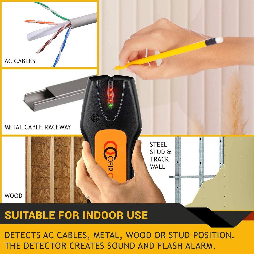 Ofircreation Stud Finder & Multifunction Device (Laser Level Black and Orange