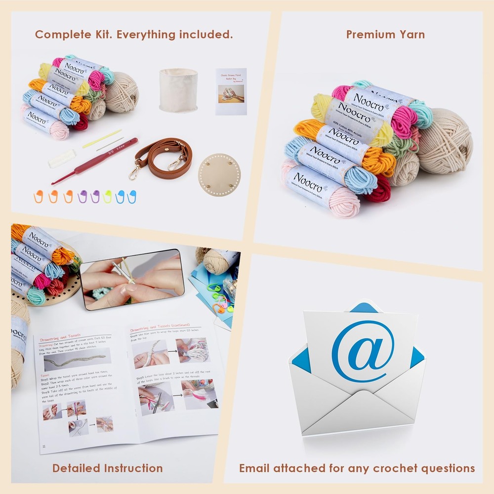 Crochet Kit for Advanced or Intermediate Beginner DIY Granny Square Bucket Ba...