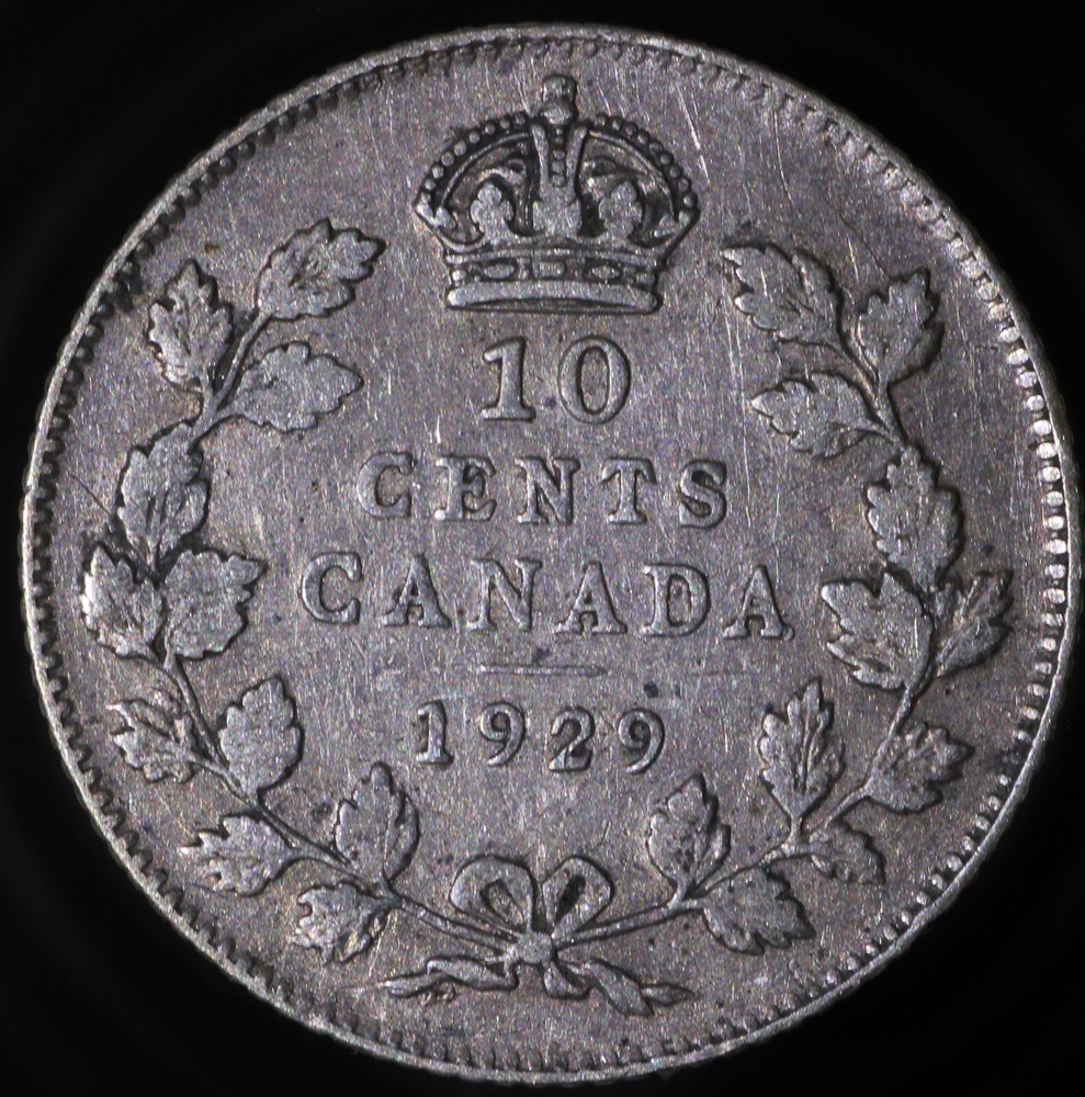 1929 Canada 10c AU / Silver