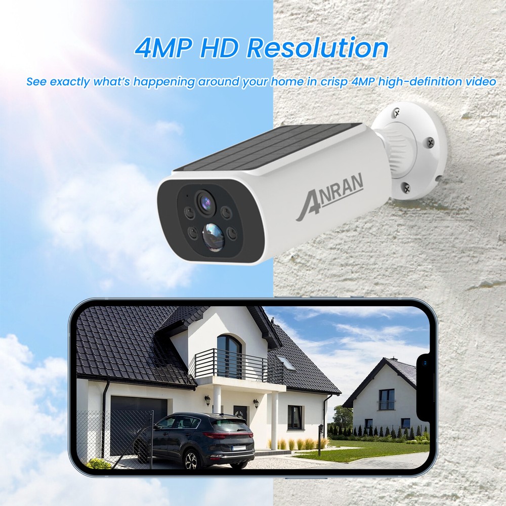 ANRAN Wifi Wireless Security Camera System Solar Battery Powered Home 2 Way Talk