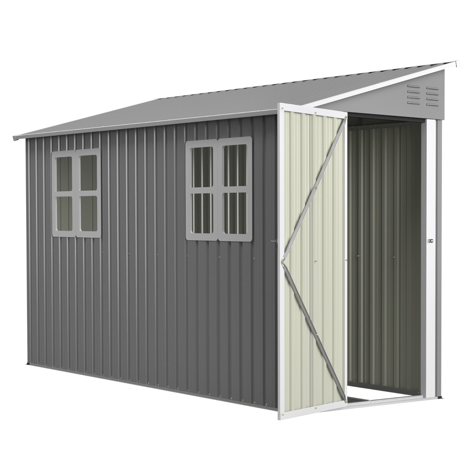4'x10' Metal Outdoor Storage Shed Large Garden Tool Shed w/Floor Kit & 2 Windows