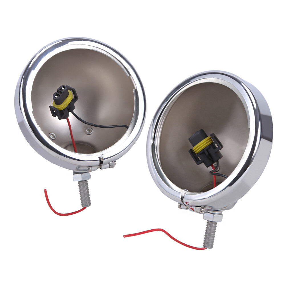 2x Motorcycle 4.5" Inch Fog Light Passing Spot Lights Chrome Housing For Harley