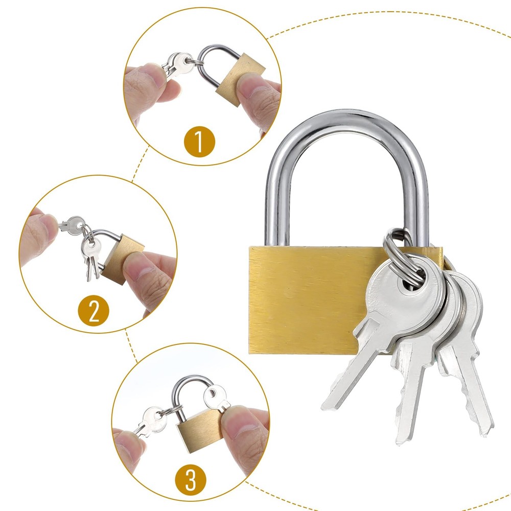 4 Pcs Small Lock, Small Solid Brass Keyed Padlocks, 20mm + 25mm Gym Locker Lo...